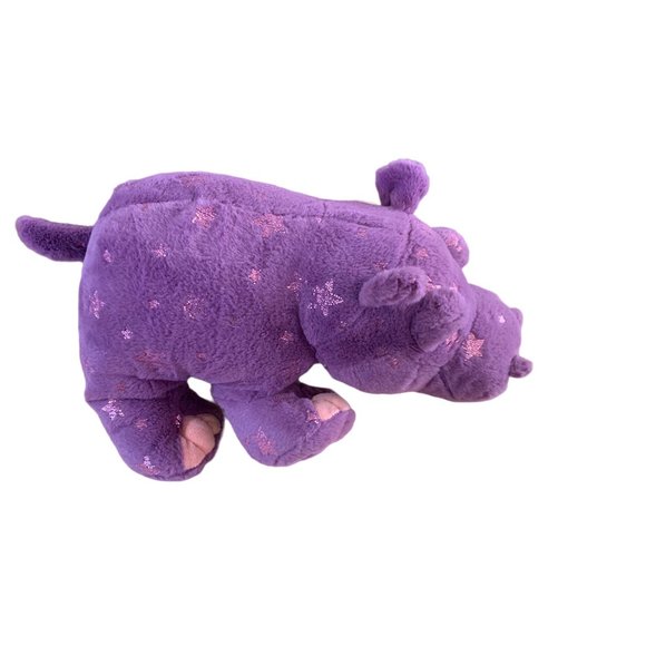 Wild Republic Plush Stuffed Animal Toy Doll PUrple Hippo 13 in Length Pin Glitte - Picture 3 of 6